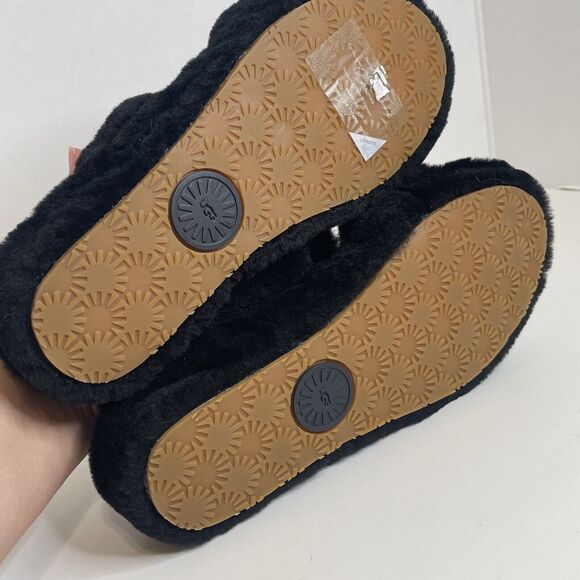 NEW Authentic UGG Brand Women's Oh Yeah Slide Fluffy Soft Slippers Shoes Black 7 - Picture 7 of 8